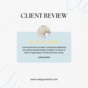 Blue Minimalist Client Review Instagram Post